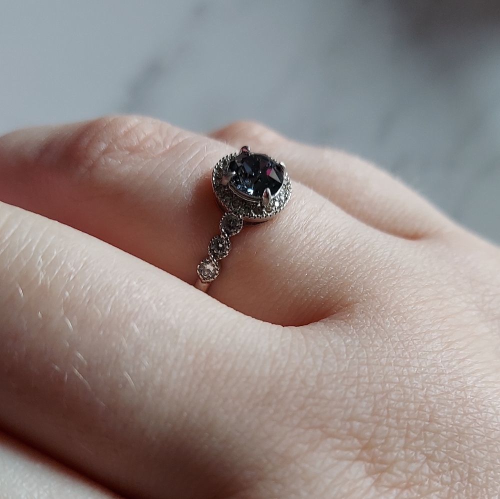 Vintage Style Grey Stone 925 Sterling Ring